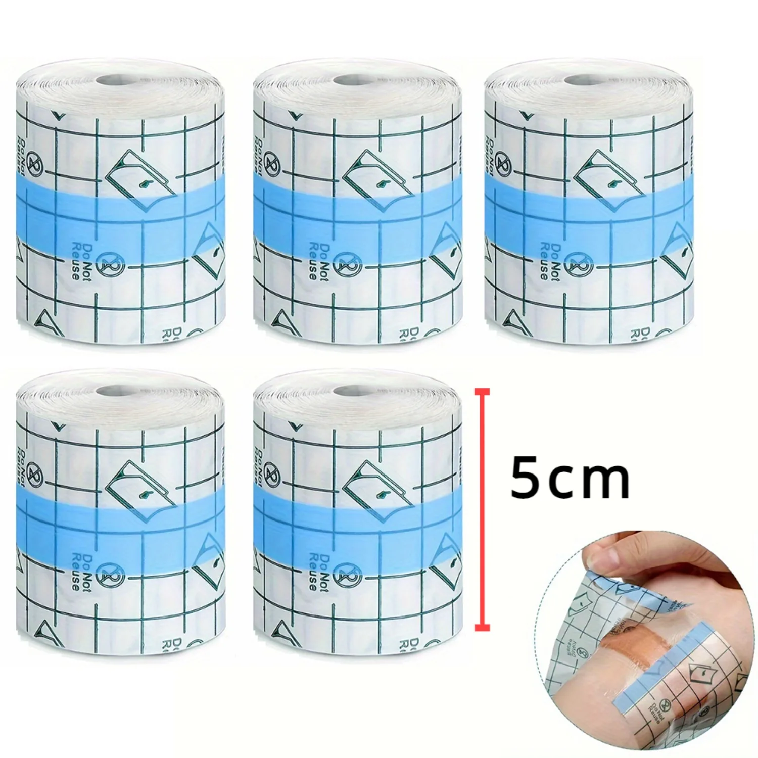 5cm*5M Waterproof Transparent Tape, Adhesive Transparent Bandage For Shower Swimming Tattoo Cover Up