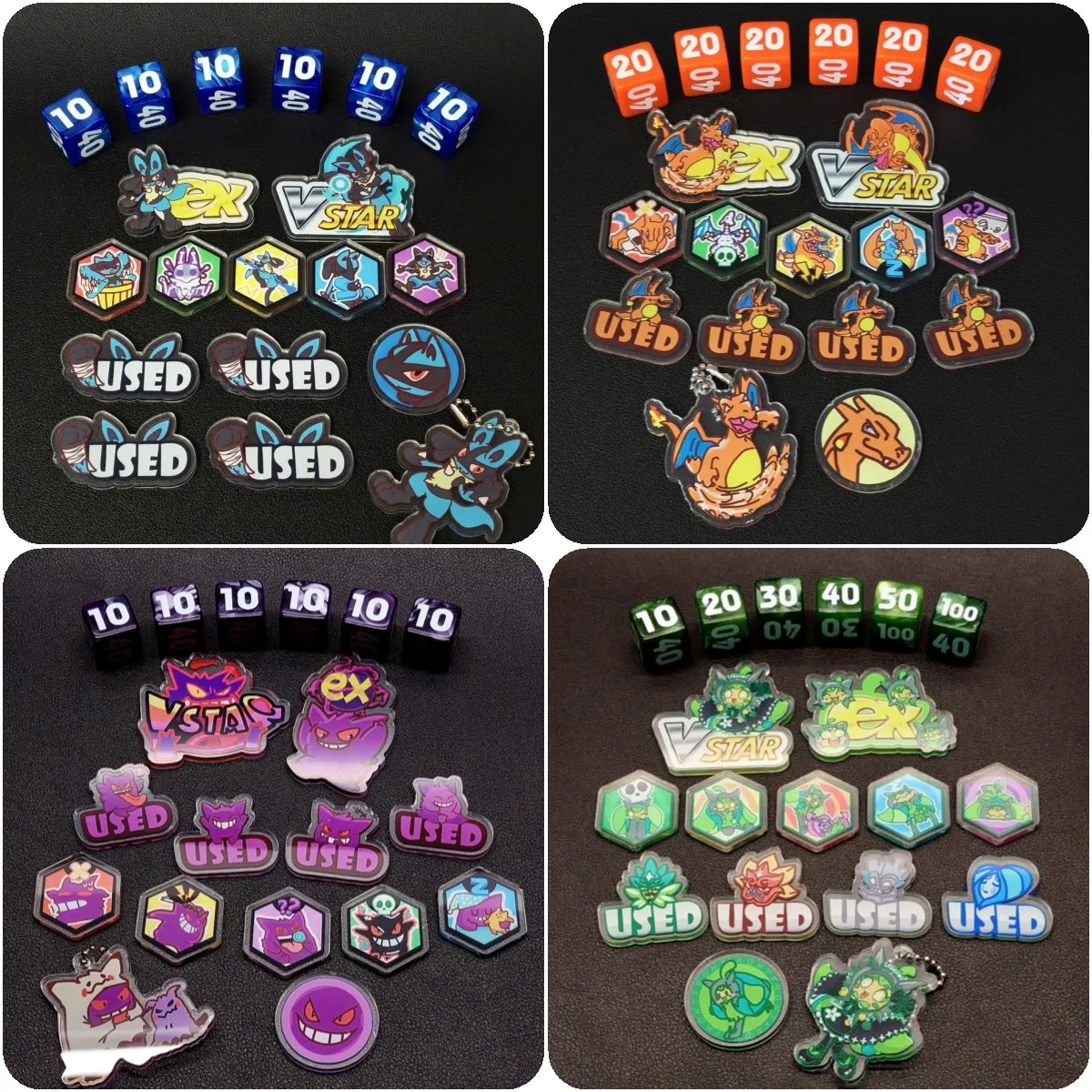 Anime Card Game Pokemon PTCG Accessory DIY Damage Counters Status Condition Charizard Gengar Ditto Lucario Collection Gift Toys
