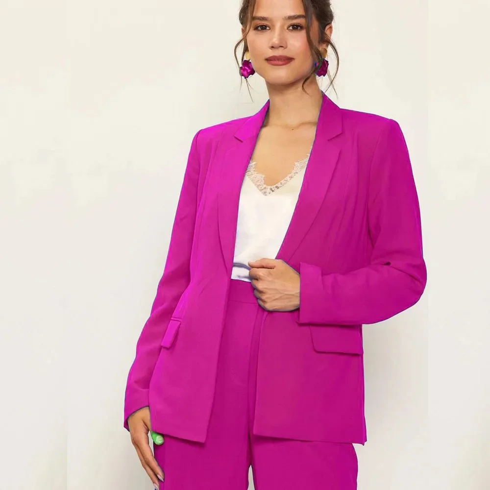 

Fashion Rose pink Suits Single Breasted Women Ladies Evening Party Tuxedos Formal Work Wear For Wedding Jacket+Pant