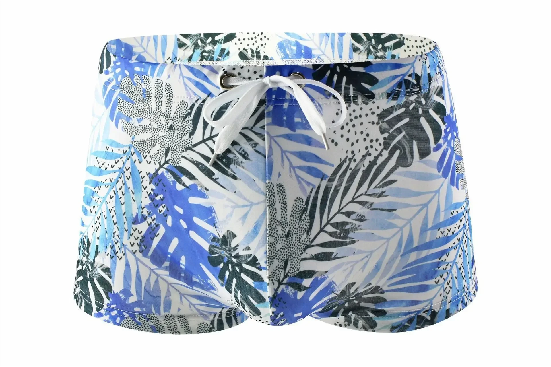 Men's Printed Swim Trunks Geometric Pattern Silky Smooth Quick Dry Drawstring Low Rise Sexy Swim Briefs Beach Pool Male Swimwear