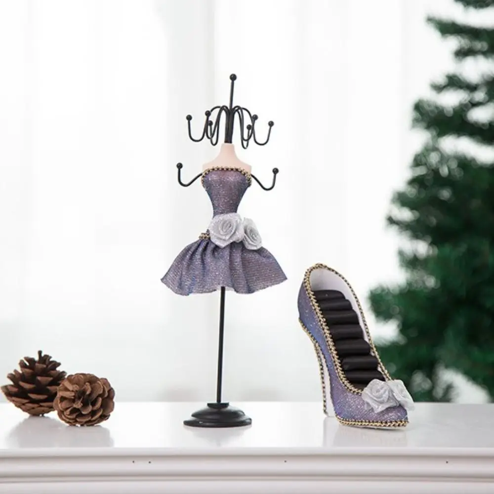 

Organizer Rack Necklace Mannequin Display Stand Ring Princess Earrings Stand Holder Display Lace Ribbon