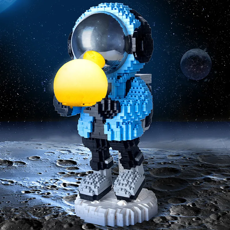 Holding The Moon Astronaut Micro Building Block Luminous Disney Linabell StellaLou Spaceman Brick Figure Toys For Correction