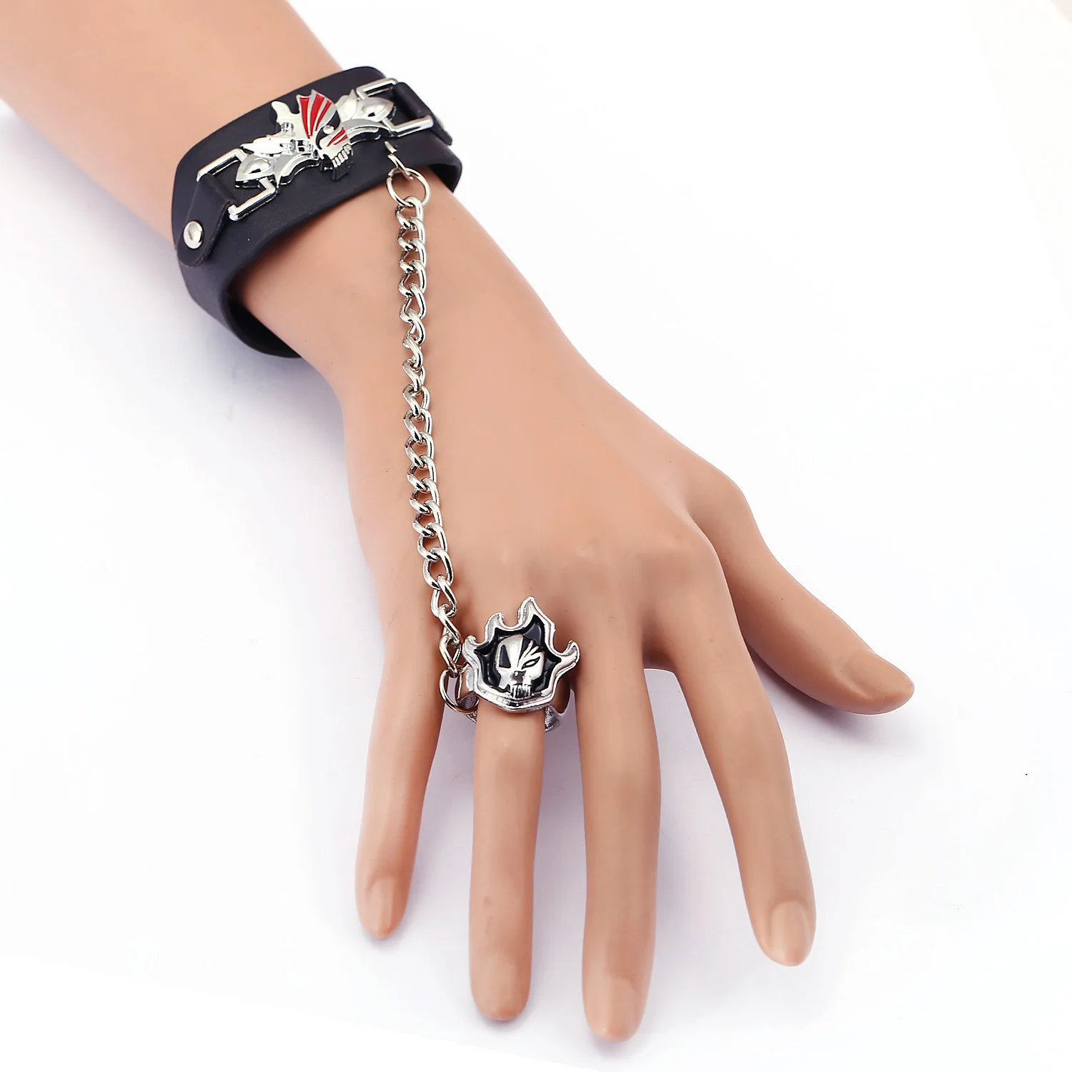 Anime Pulseira De Couro Com Anel, Punk Bangle, Acessórios Cosplay, Amigos Presente, Atacado, 10 Pcs