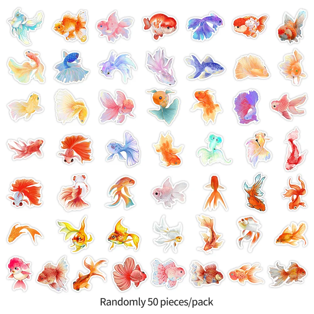 

10/30/50PCS Cartoon Gold Fish Stickers Cute Personalized Creative Graffiti Decorative Wardrobe Refrigerator Shoe Rack Water Cup