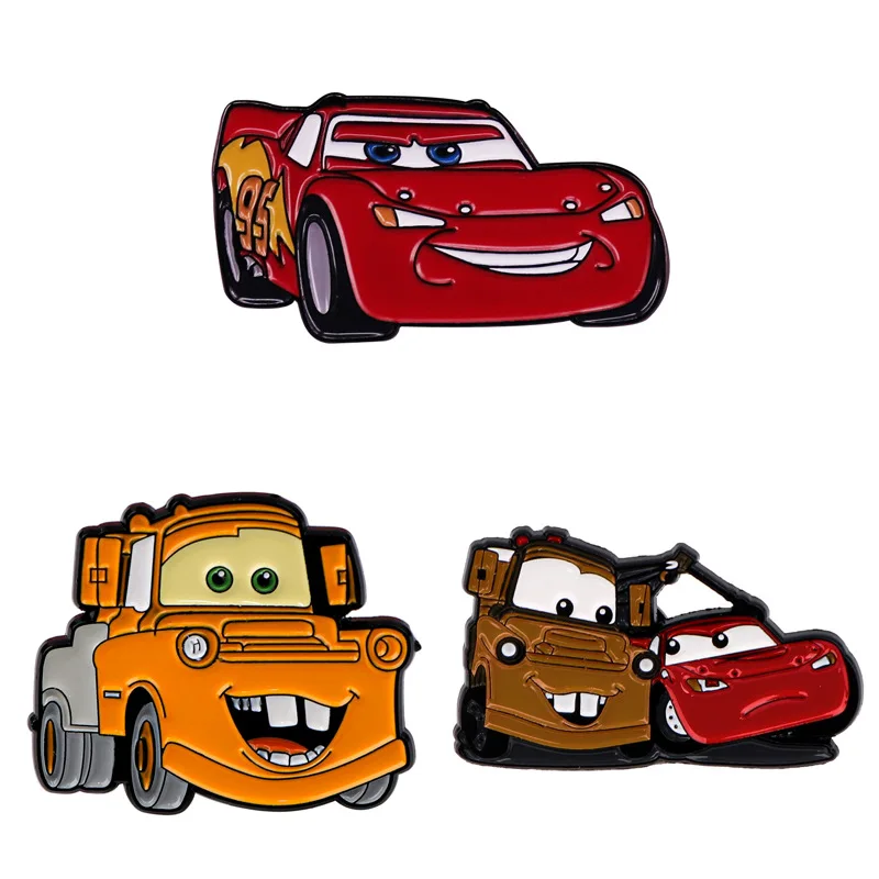 Disney Cartoon Cars Cool Red Car Enamel Pins for Backpack Bag Women Men Fans Accessories Jewelry Gifts