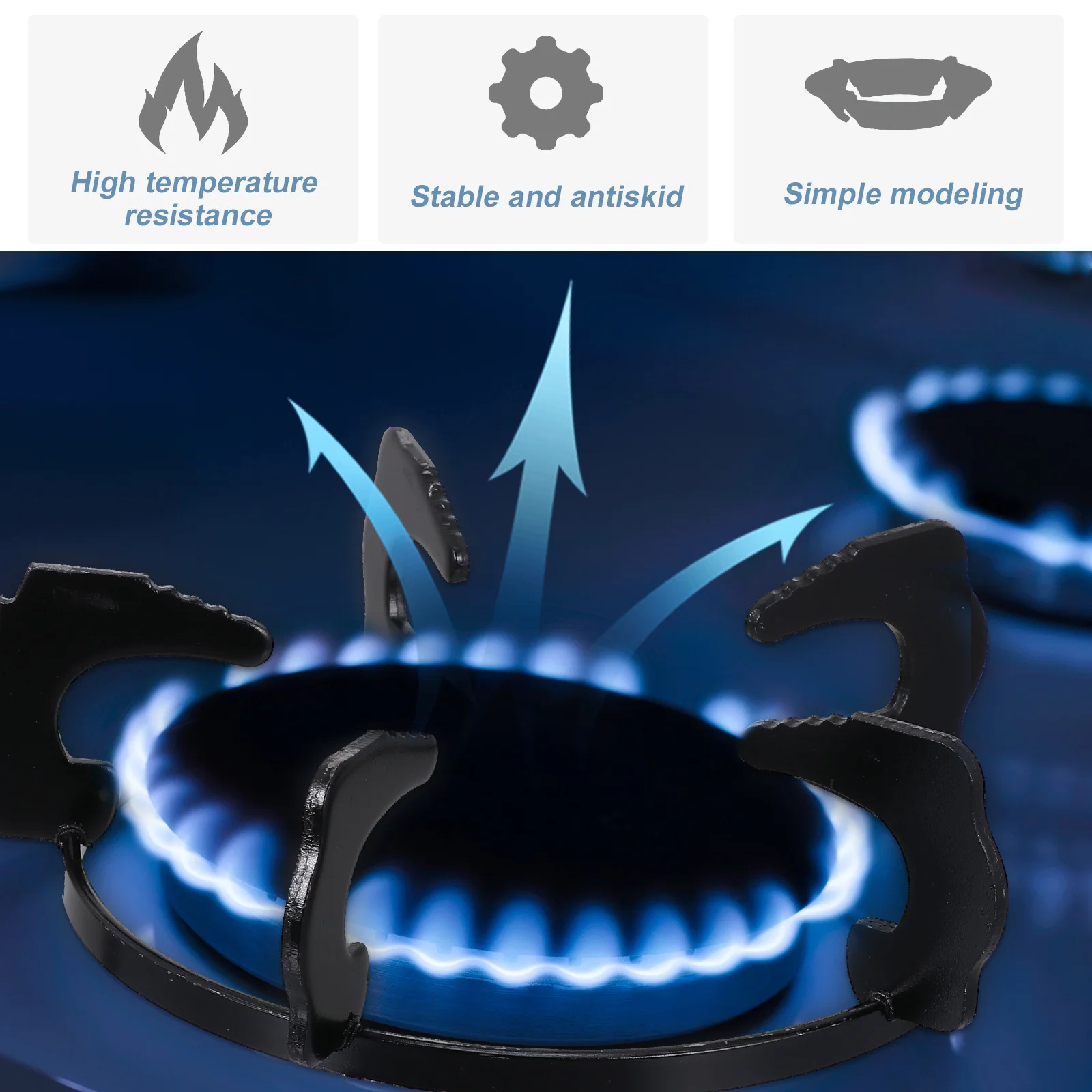 

2pcs 20.2Cm Cast Iron Gas Stove Rack Wok Support Stand High Temp Resistant Non Slip Cookware Holder Kitchen Stove Accessories