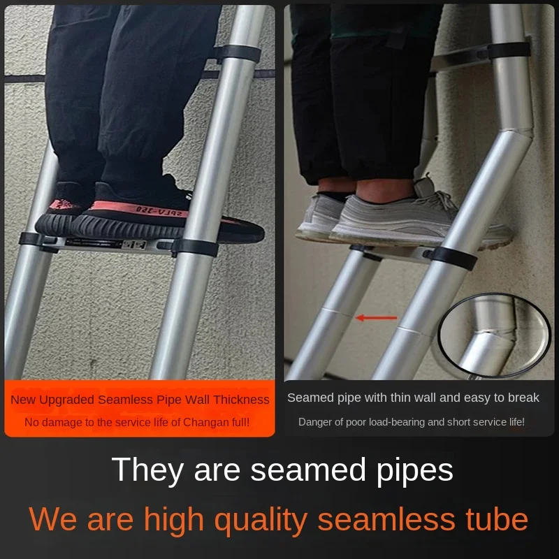 1.4+1.4M Aluminum Folding Ladder Telescopic Scaffold Steps Retractable Multi-Purpose Ladder for Household Use view 5