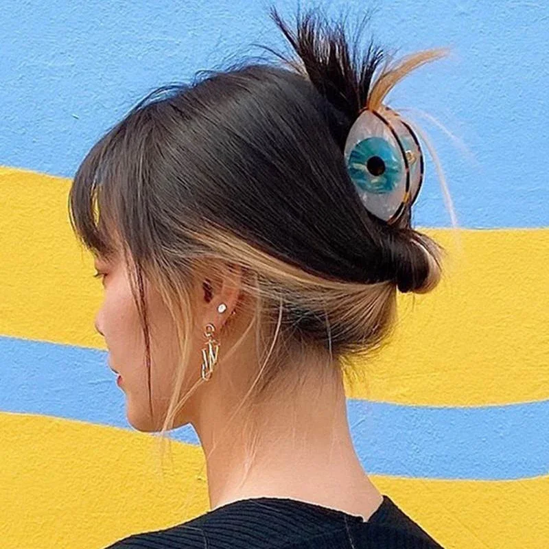 Retro Acetate Blue Eye Hair Claw Clips Hairpins Unique Design Halloween Evil eye Headwear Hair Accessories Women Hairclips Claws