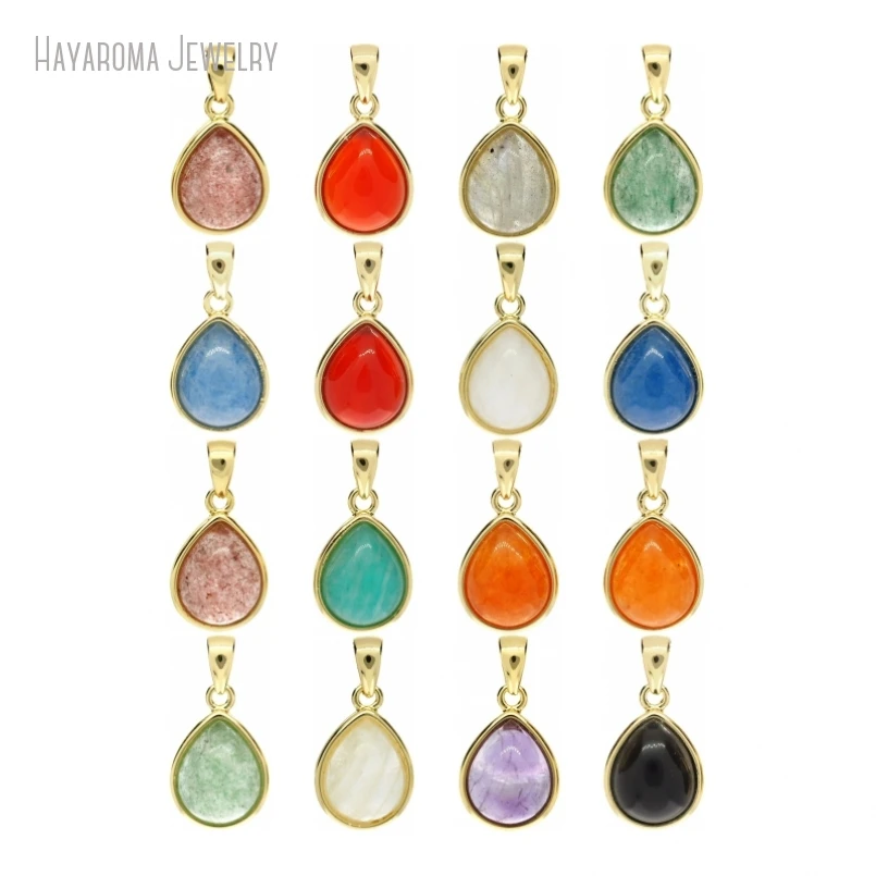 

12Pcs Copper Metal Gold Color Pendant Water Drop Shape Teardrop Wholesale Jewelry Charms PM53656