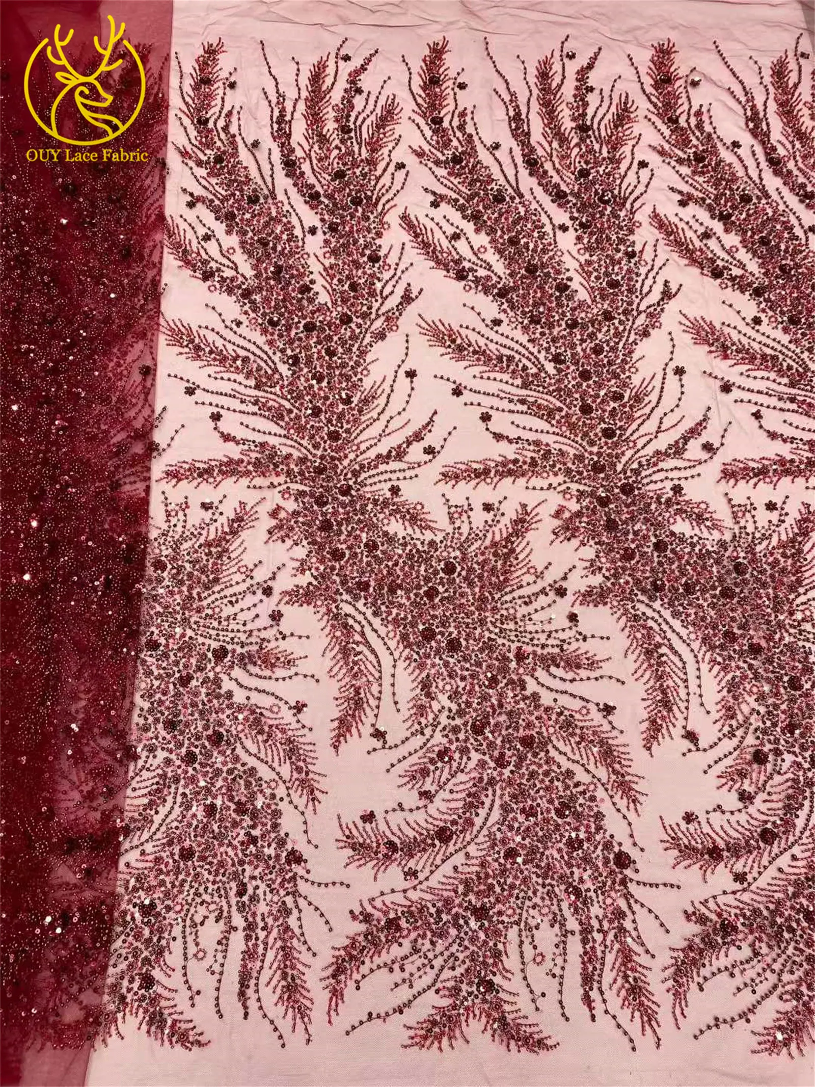 2026 Luxuriöser, zarter Netzstoff mit Perlenstickerei, 5 Yards, eleganter, hochwertiger afrikanischer Spitzenstoff für Hochzeits- und Abendkleider zum Nähen – Detail 13