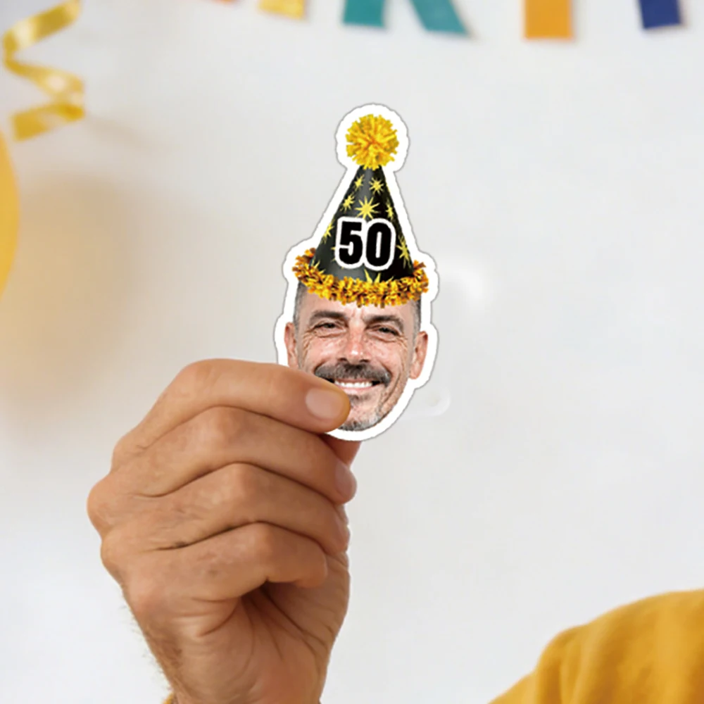 20pcs Personalized Happy Birthday Party Stickers Custom Face photo with Age Number stickers Birthday decoration Birthday Labels