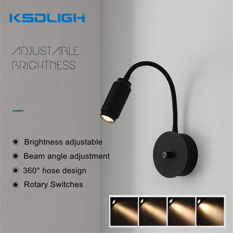 

Dimmable Led Wall Light with Switch Usb Charging Multi-Function Flexible Bendable Hose Bedside Reading Wall Lamp Spotlight 220V