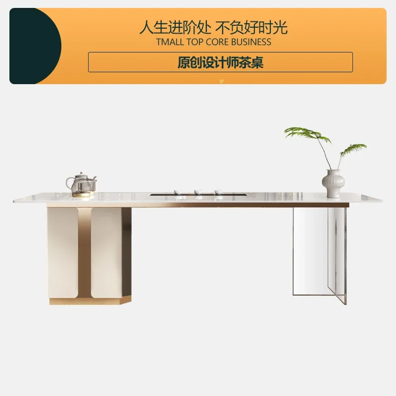 لوحة حجرية طاولة شاي غرفة المعيشة طاولة صنع الشاي مصمم حديث الحد الأدنى مكتب إيطالي الحد الأدنى مجموعة كراسي الطاولة #2