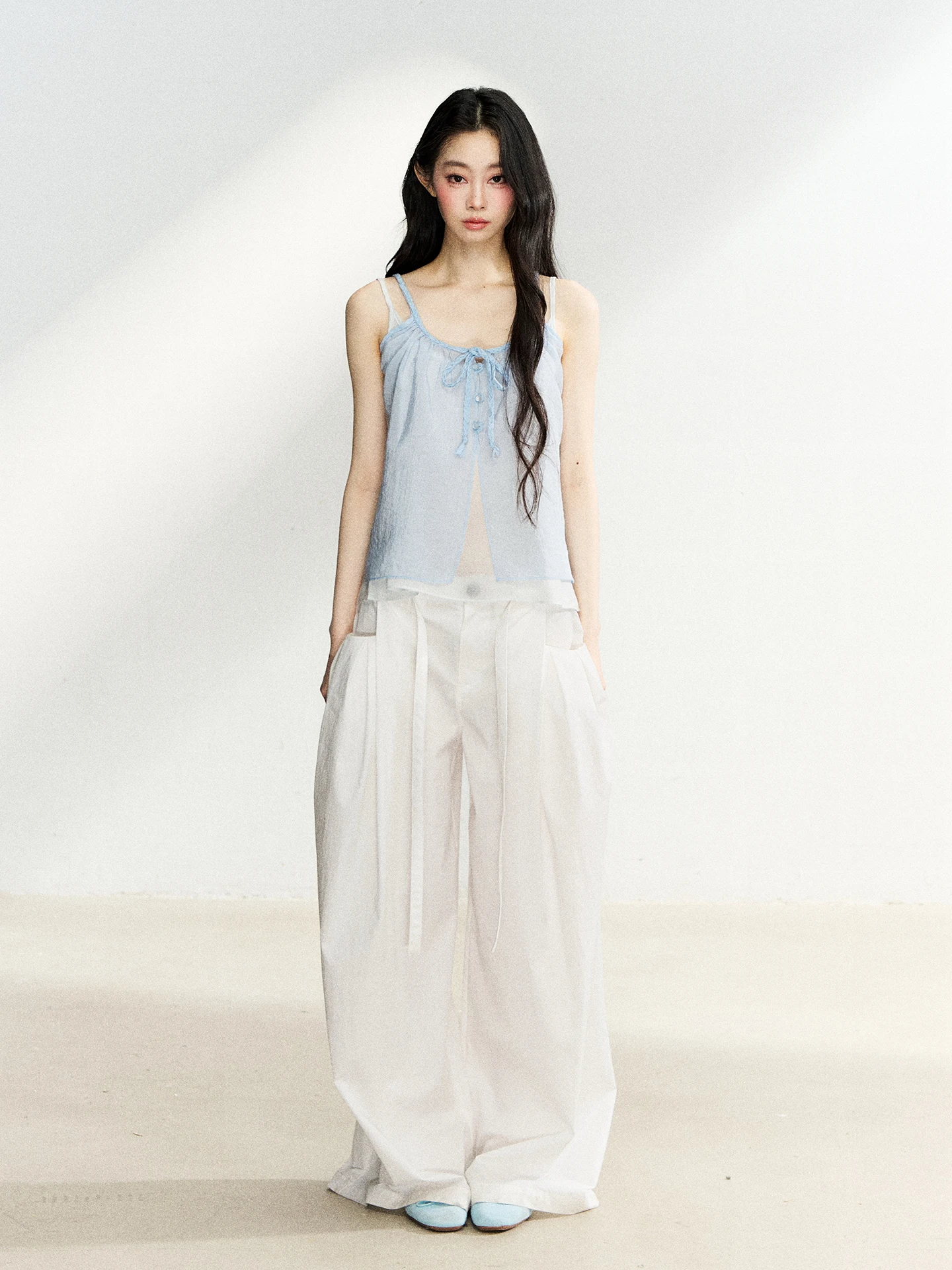 7Shiftin Original Design High Waist Wide Leg Pants Slimming Casual Simple Loose Fit Summer New Style Versatile Long Trousers