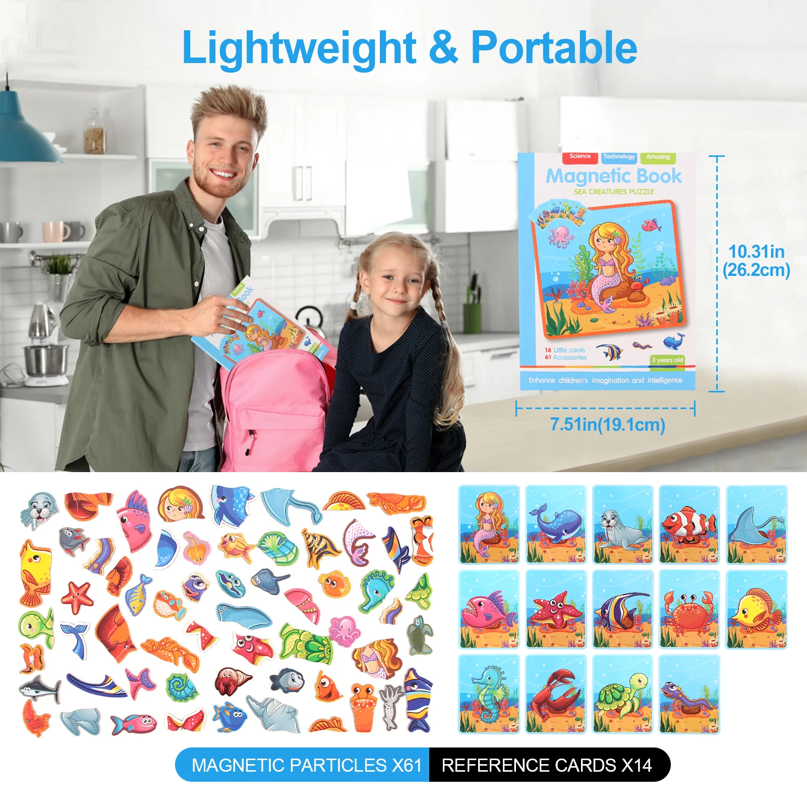 어린이 지능형 3D 퍼즐 장난감 자석 퍼즐 책 두뇌 훈련 게임 교육용 몬테소리 장난감 어린이 선물 크리스마스 장난감