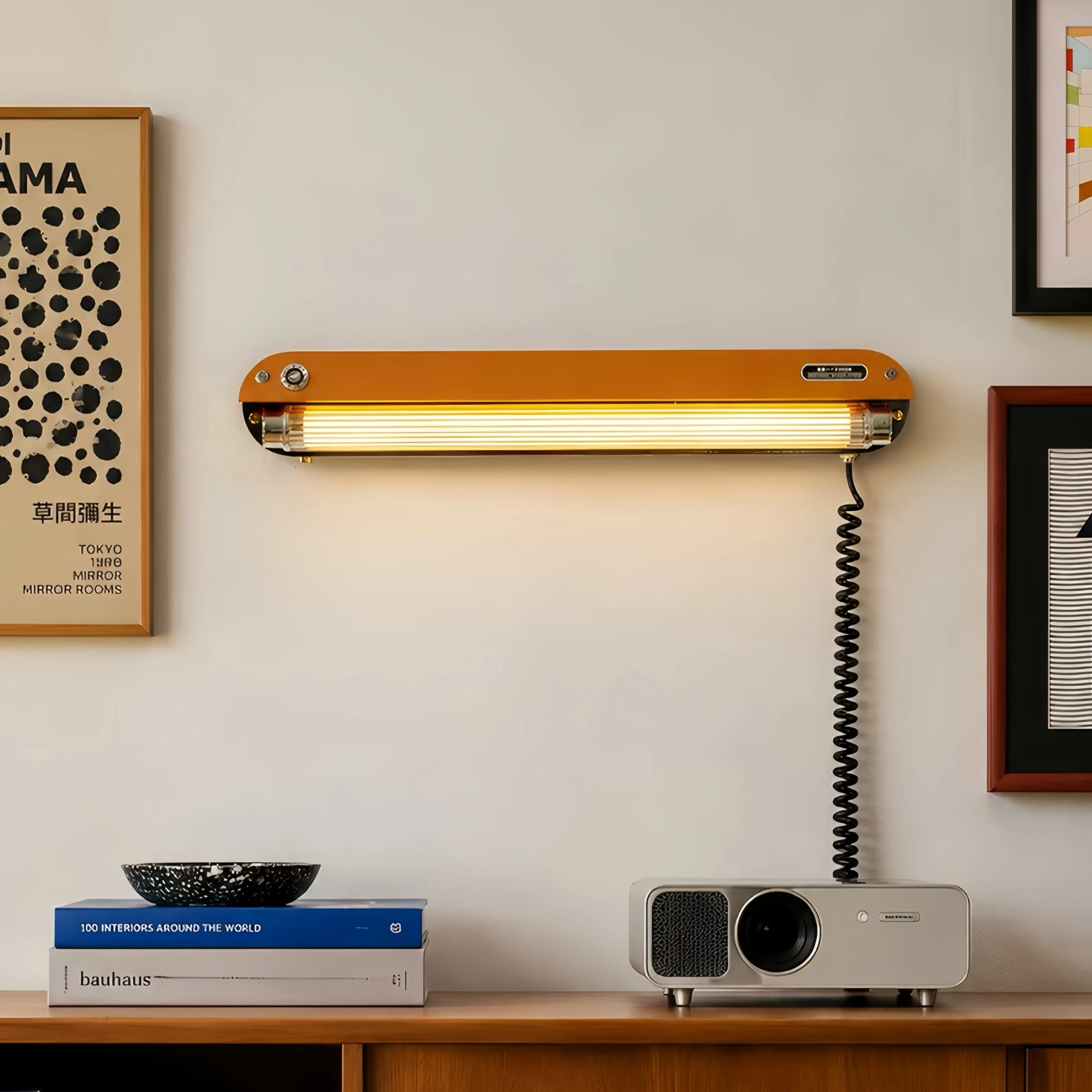 YEBMLP Bauhaus Wall Lamp Vintage Industrial Light Orange Sconce No Wiring Needed Wall Light For Bathroon Bedroom Study Room Cafe