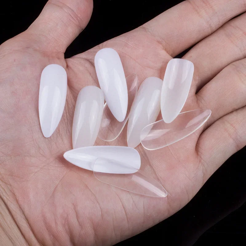 500 sztuk/paczka długi Almond Stiletto fałszywe do paznokci tipsów pełna pokrywa sztuczne paznokcie 10 rozmiary do Manicure Salon akrylowe naciśnij na paznokcie narzędzia