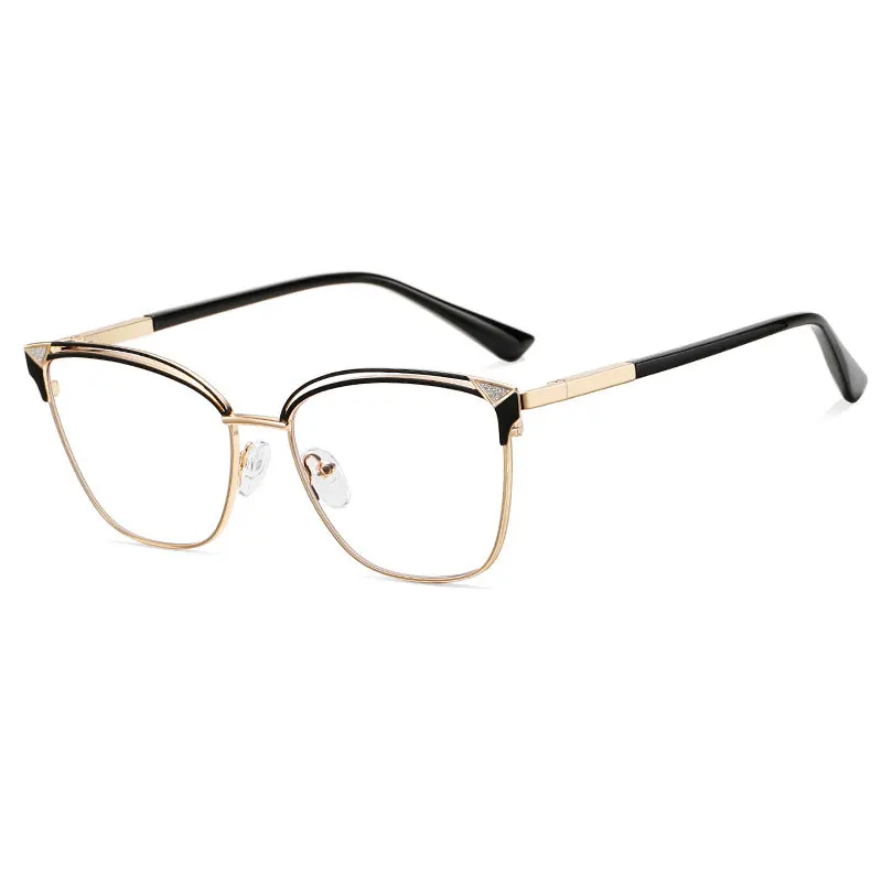 New Cat Eye Metal Eyeglass Frames Women Myopia Glasses Anti-Blue Light Reading Glasses Customizable Prescription Spring Legs