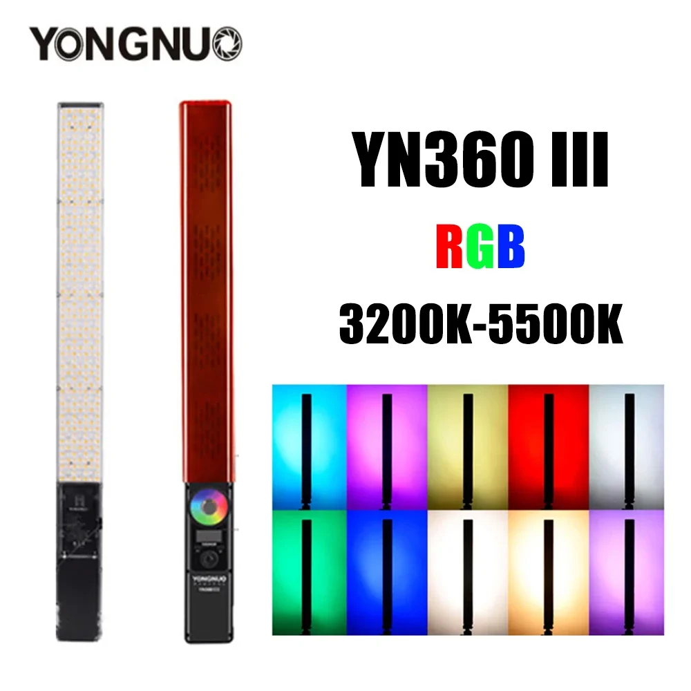 

Yongnuo YN360 III LED Video Light Handheld RGB Colorful Ice Stick Photo Studio Lamp Touch Adjusting Controlled by Phone App