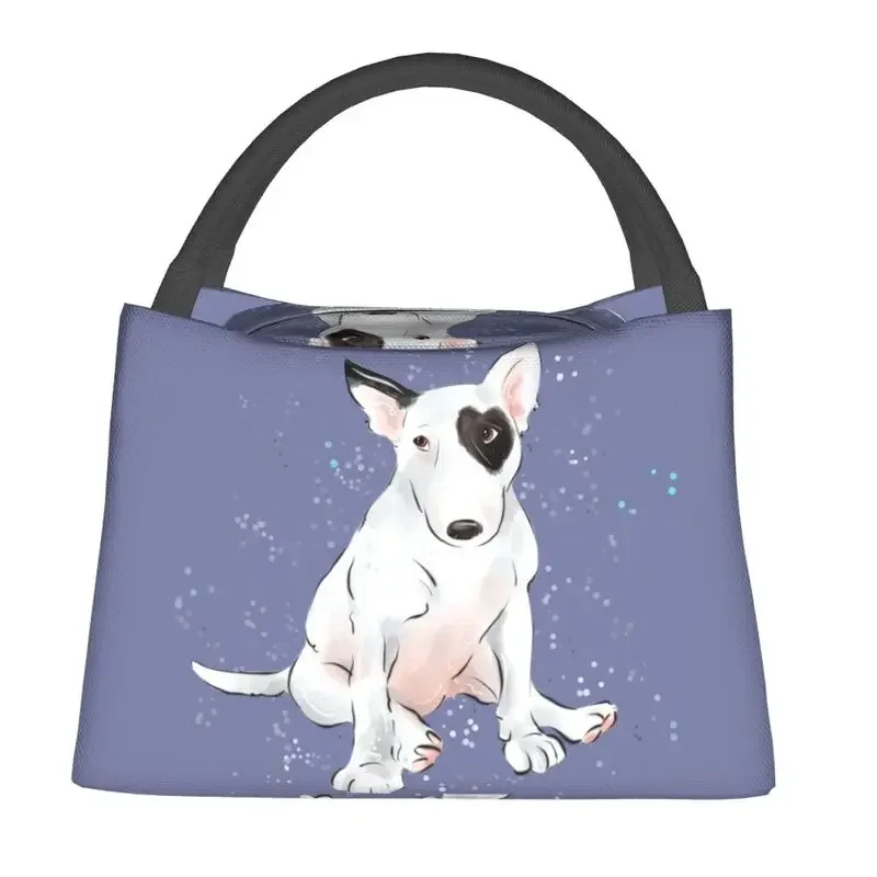 English Bull Terrier With A Heart Shaped Patch Insulated Lunch Bag for Women Waterproof Cooler Thermal Bento Box Picnic Travel