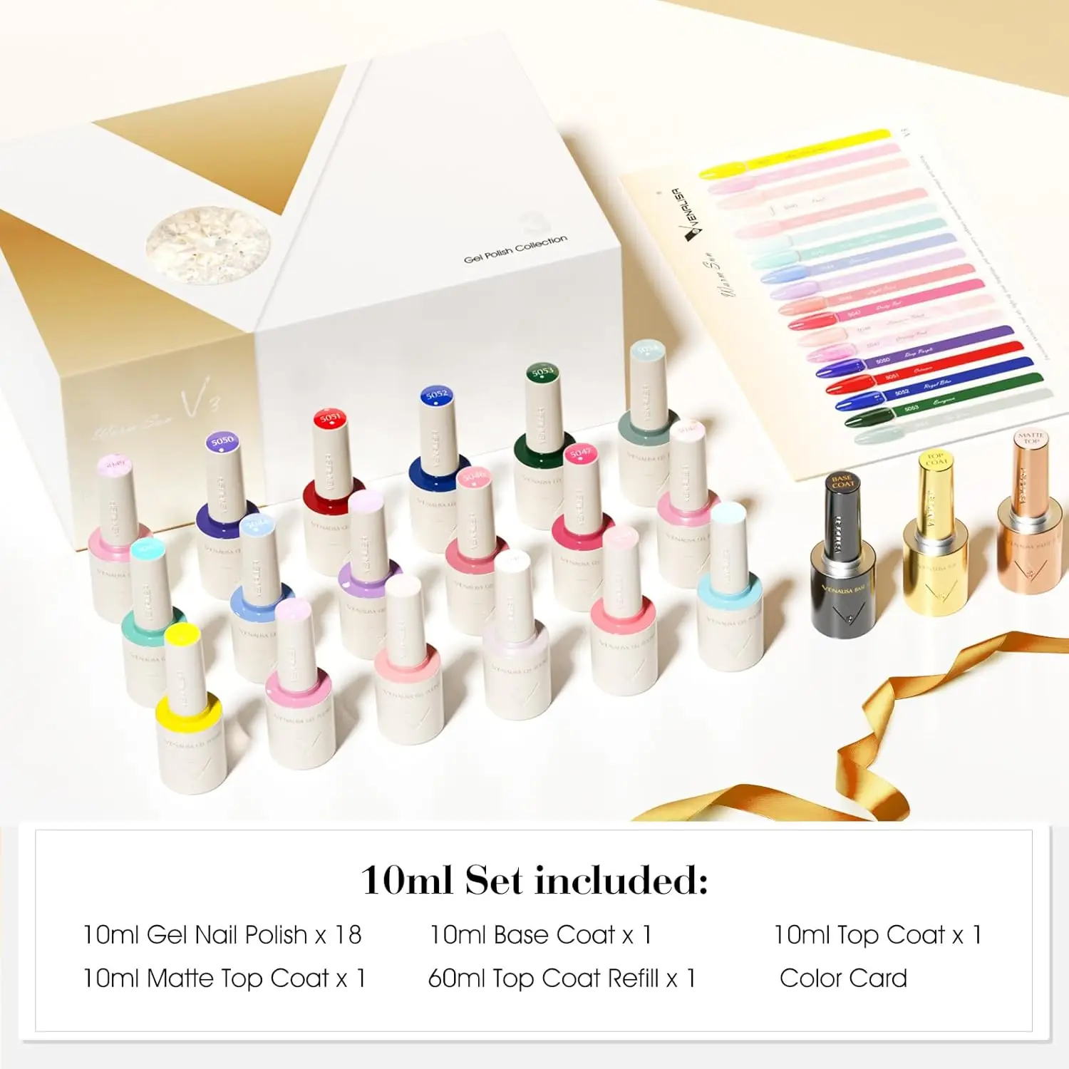 Ensemble de vernis à ongles Gel avec carte de couleur, 22 pièces, 10ml, couleurs à paillettes rose bleu rouge vert violet pour manucure à faire soi-même à la maison