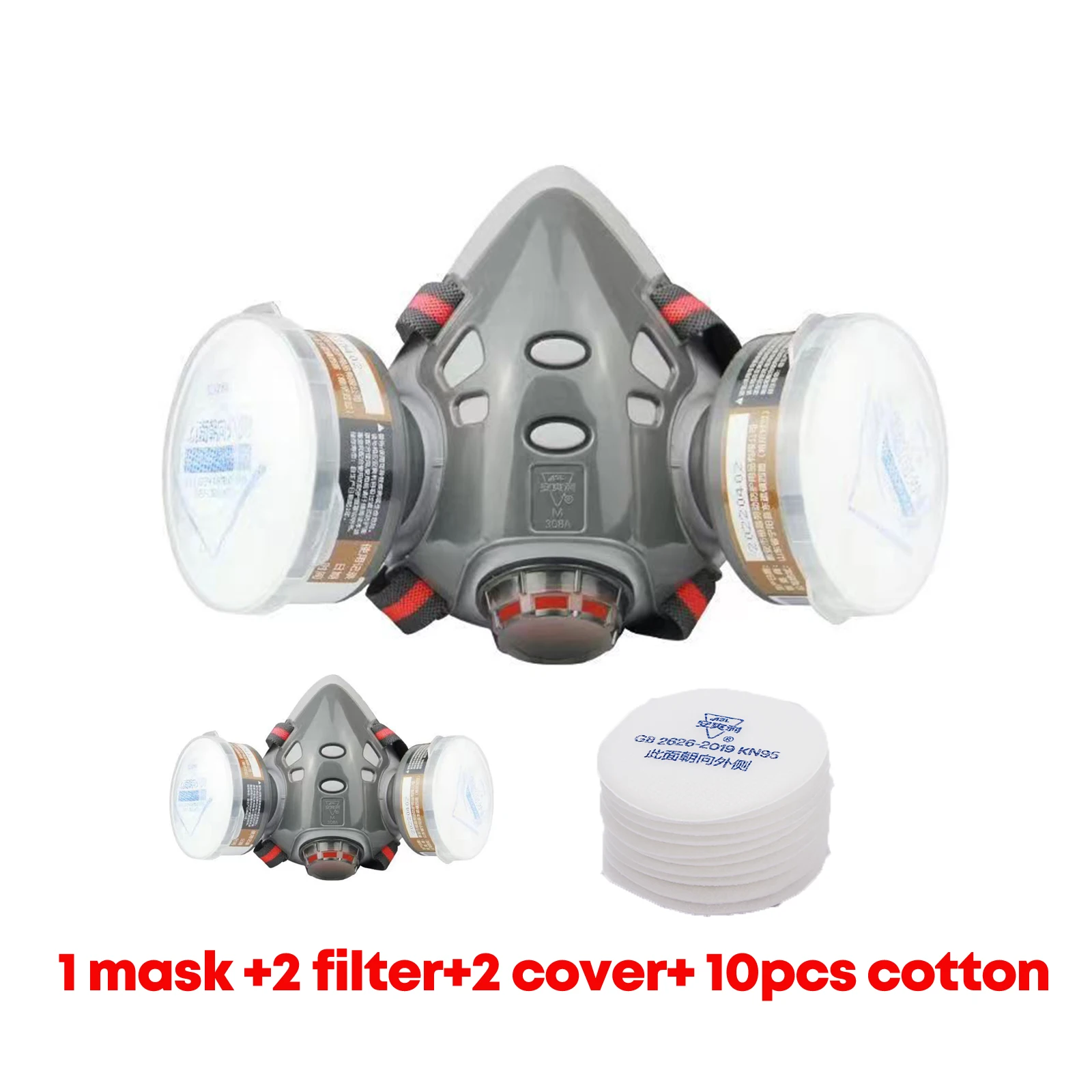 Painting Respirator Set Dual Charcoal Filters Spray Chemical Industry Pesticide Gas Mask Anti Fog Glasses Comfortable silicone