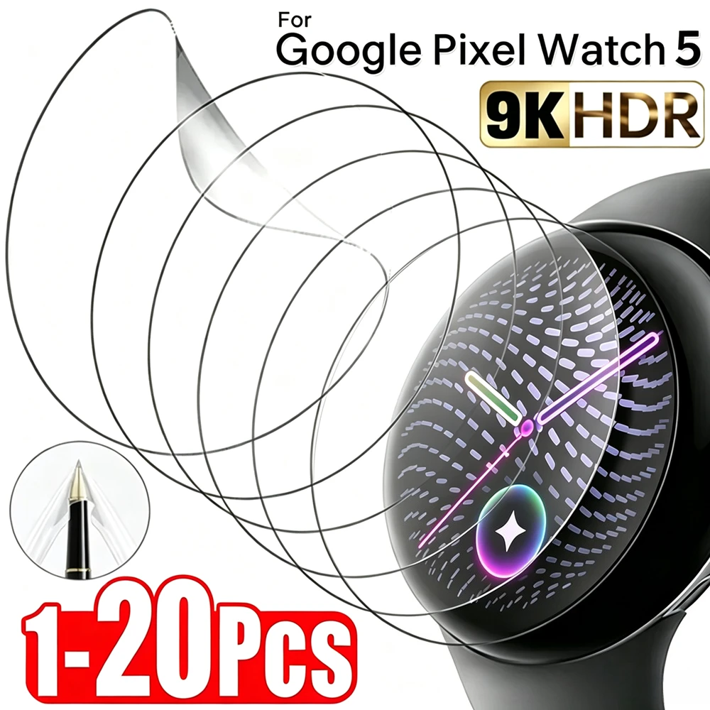 1-20pcs Soft Hydrogel Film for Google Pixel Watch 5 41mm 45mm Screen Protectors Full Cover Curved Protective Film Not Glass