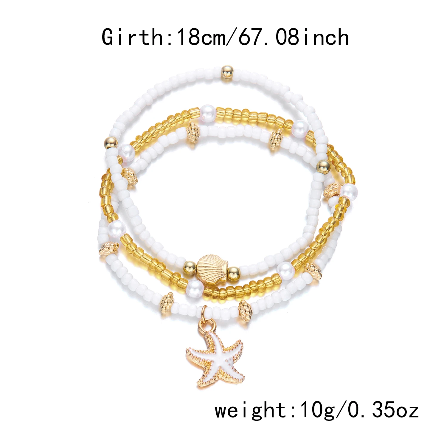 Böhmische Mehrschichtige Perlenkette für Frauen Goldfarben Seestern-Muschel-Anhänger Choker Sommer Strand Urlaub Schmuck Geschenk – Detail 9