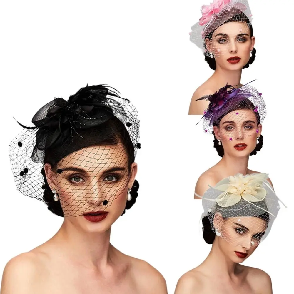 

Party Headdress Mesh Yarn Bridal Headwear Fascinator Hairpin Hat Hairpin Hair Pins