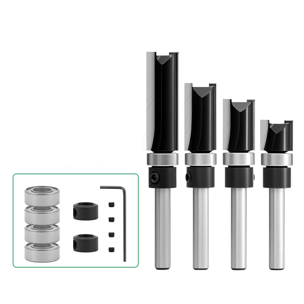 

4 шт. 1/4 "хостовой подшипник, прямая фреза, копия, обрезной резак, линейный резак, обрезной станок, фреза, деревообрабатывающие инструменты