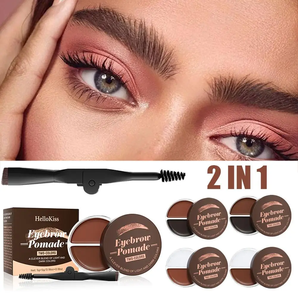 2 In 1 Double Effect Eyebrow Powder Gel กันน้ํา Eyebrow จัดแต่งทรงผมเครื่องสําอางครีม 3D พร้อมแปรง Quick-drying Enhancer H5H5