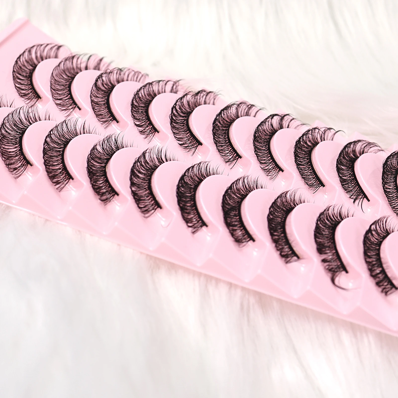 10 paar D Curl Russische nepwimpers - Zachte nep-nerts Herbruikbaar, langdurig Gemakkelijk aan te brengen, perfect voor feest-/dagelijkse make-up