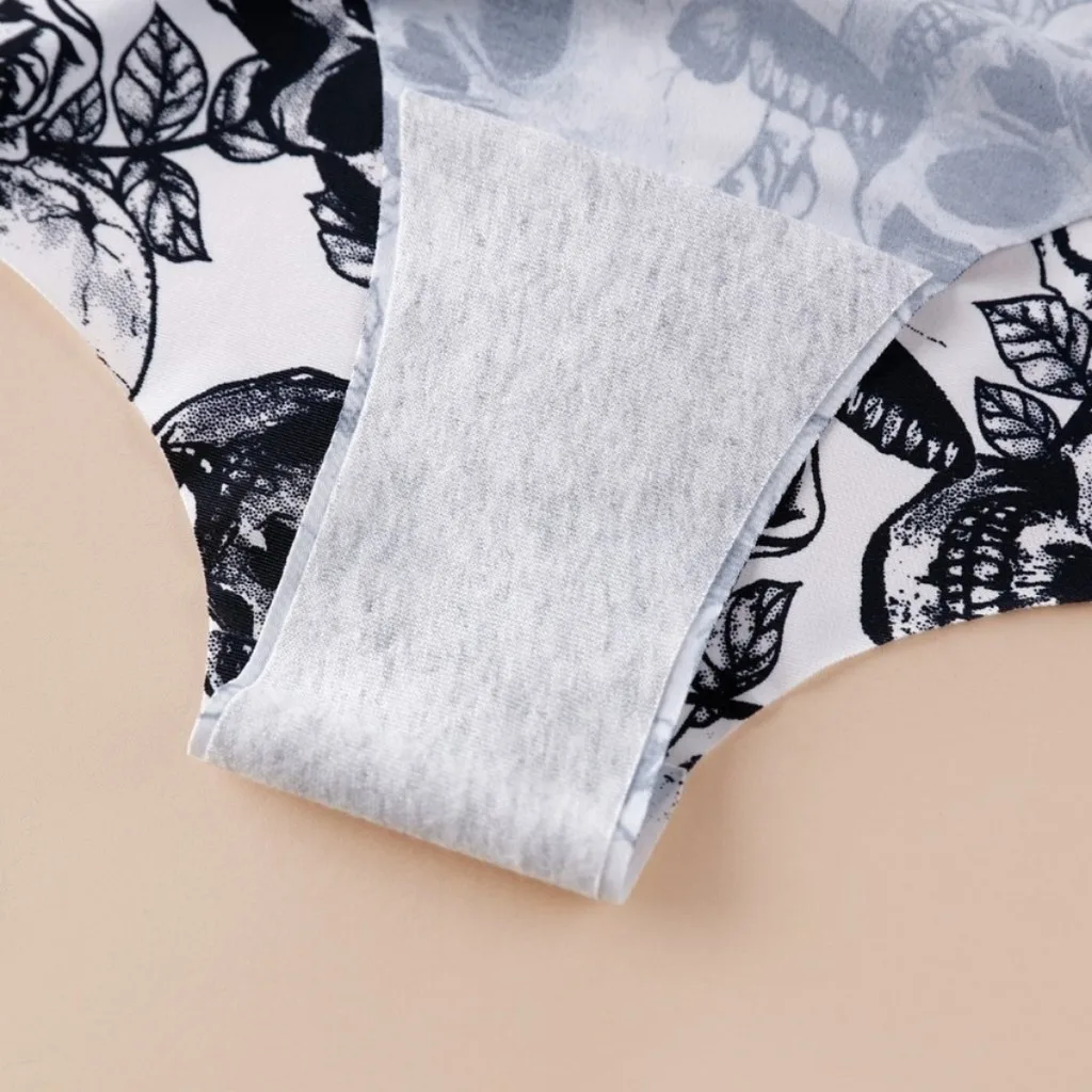 3pcs Mid Waist Panty Women Panties Seamless Underwear Set Sexy One Piece Ice Silk Print S-XL