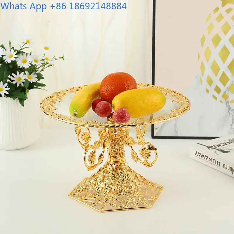 

Single-Layer Base Home Glass Fruit Plate Dried Fruit Rack Tea Snack Dessert Table Cake Display Decoration Fruit Plate