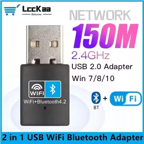 150Mbps Mini USB WiFi Bluetooth Adapter Wireless Network Card 802.11N Antenna Signal Receiver USB Bluetooth Dongle for PC Laptop