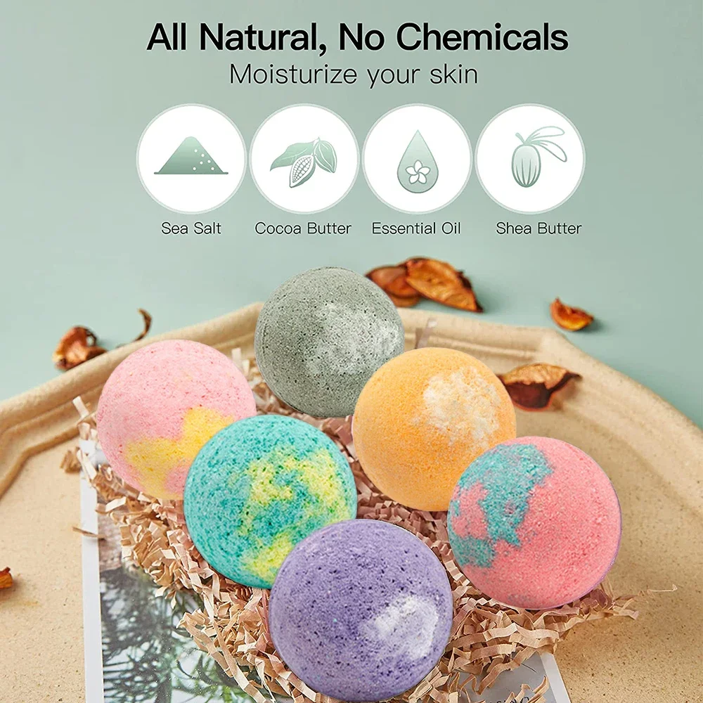 

12 bubble bath bombs/set Body stress relief Exfoliating moisturizing perfume Aromatherapy SPA Salt ball skincare