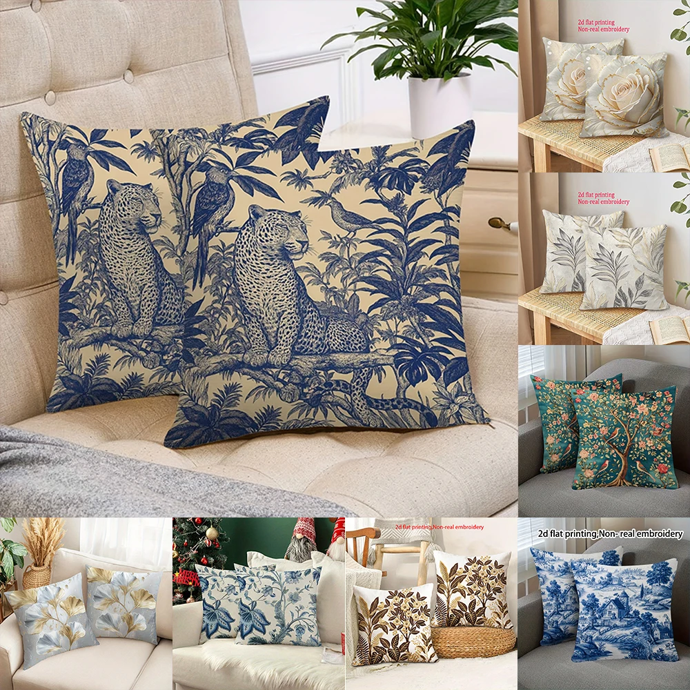 

2D Flat-2pcs Assorted Vintage Botanical & Wildlife Throw Pillow Covers Sofa chair cushion cover