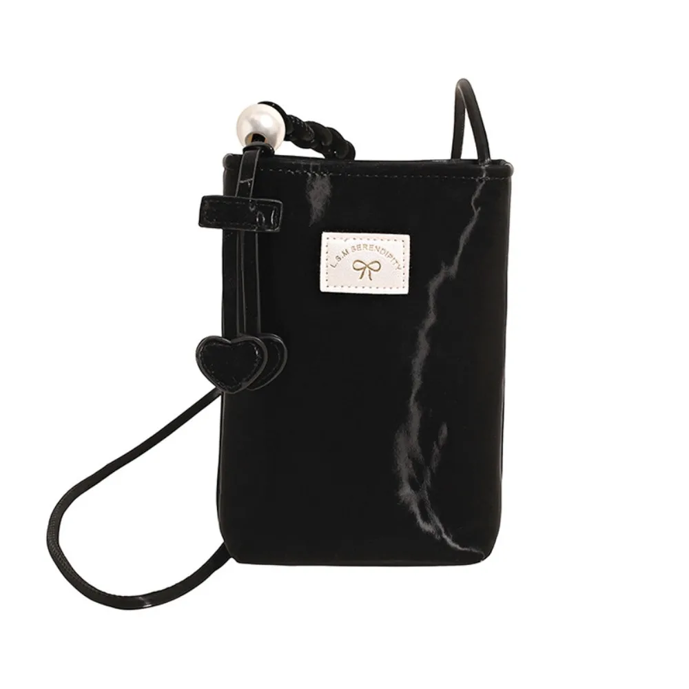 

PU Leather Mini Crossbody Bag Multifunctional With Heart Pendant Small Square Bag Storage Bag Solid Color Single Shoulder Bag