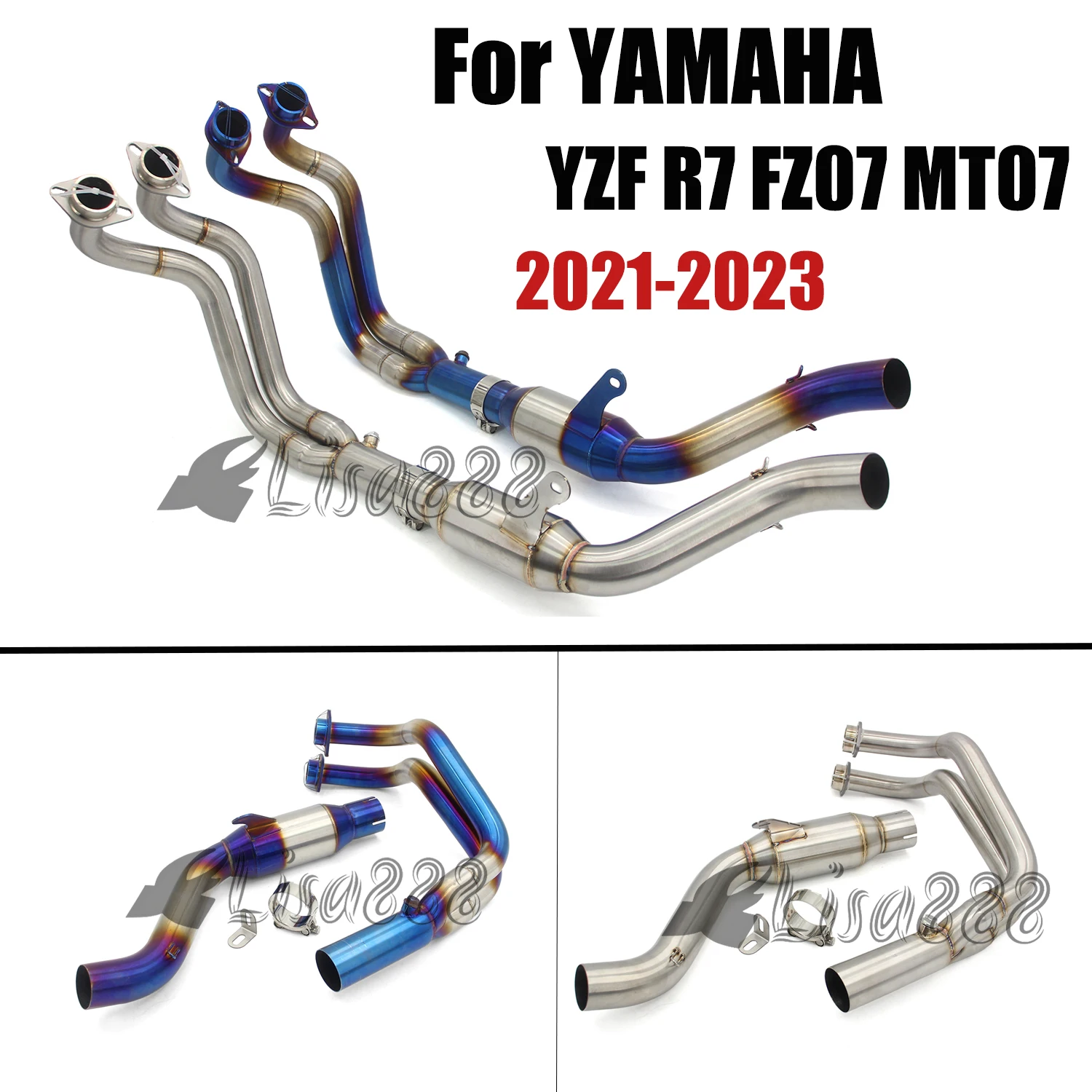 

Для YAMAHA YZF-R7 YZF R7 FZ07 MT07 2021-2023 51 мм выхлопная труба мотоцикла Racing Escape Moto модифицированные системы передняя средняя труба