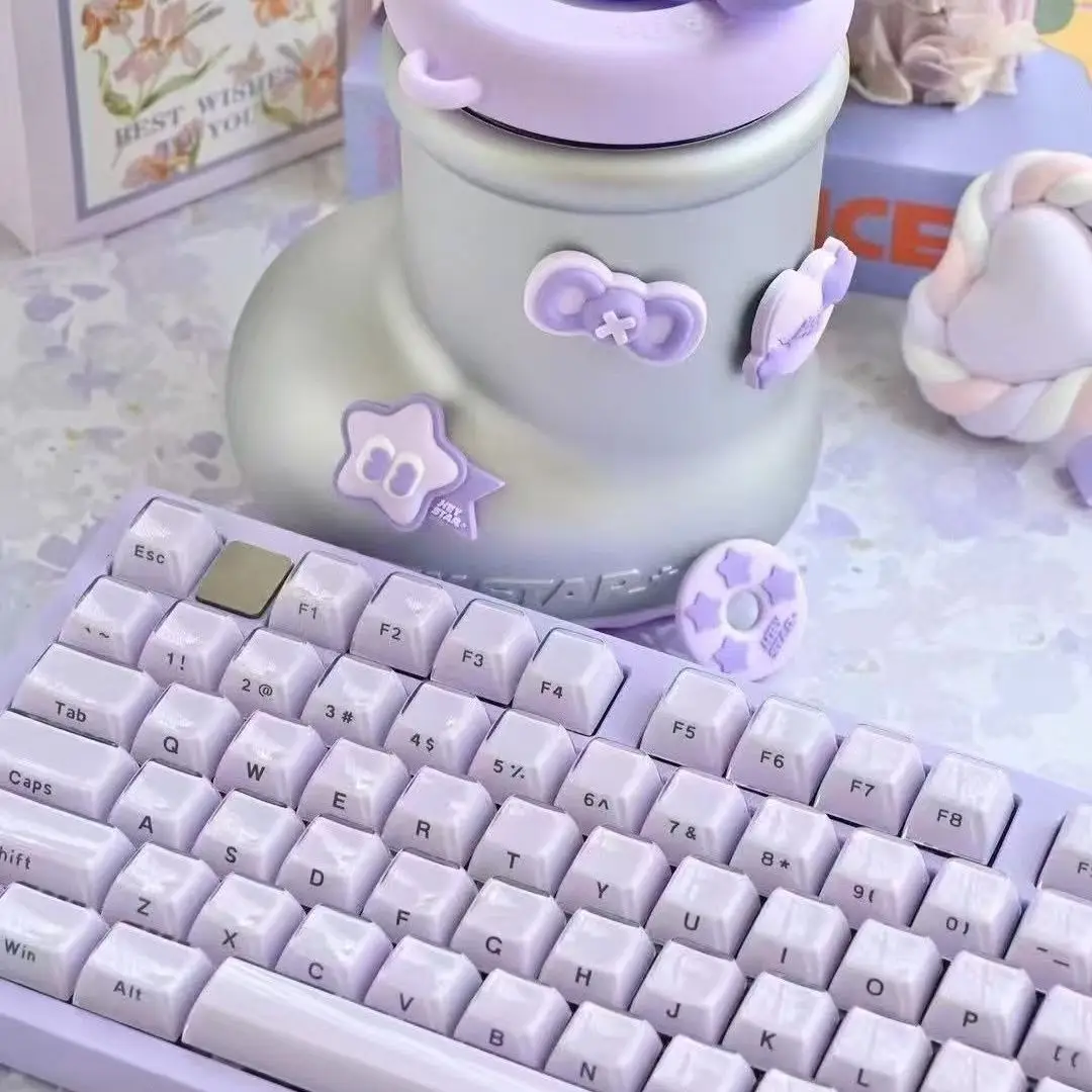 Teclas con iluminación lateral de cristal de Jello púrpura, perfil OEM, doble disparo, translúcidas, transparentes, para interruptores Cherry MX, teclado para juegos