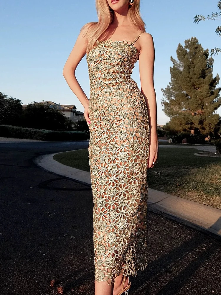 Falda Midi Sexy sin tirantes con faldas largas con tirantes, trajes elegantes sin mangas para mujer, traje liso de 2 piezas, conjunto hueco bordado a la moda