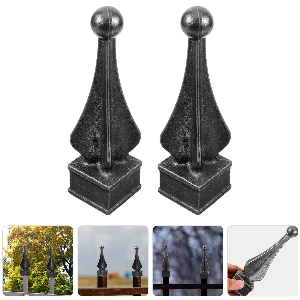 

2 Pcs Wrought Iron Guardrail Accessories Fence Decorations Armrest Baby Post Finials for Cap