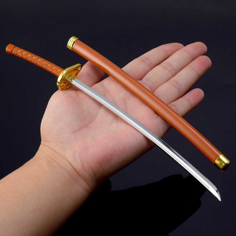 26cm/10.24in Bleachs Anime Peripheral Weapon Model Tousen Kaname Soul Slayer Blade Metalowy miecz zabawkowy dla chłopców Prezent urodzinowy Katana
