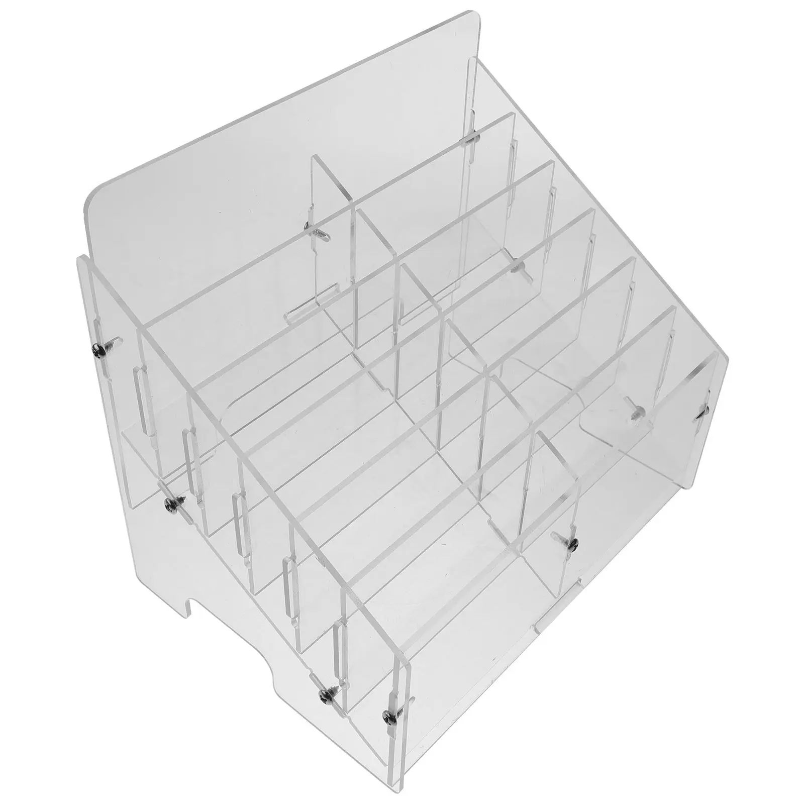 Clear Thickened Acrylic Phone Storage Box with Multiple Slots Desktop Organizer for Smartphones Business Cards Greeting Cards