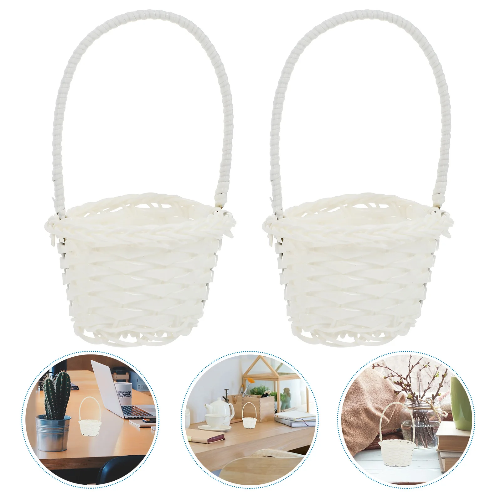 

6 Pcs Rattan Vegetable Basket Woven Baskets Picnic Accessories Plant Handmade Reusable Food Storage Home Hotel Decor Natural