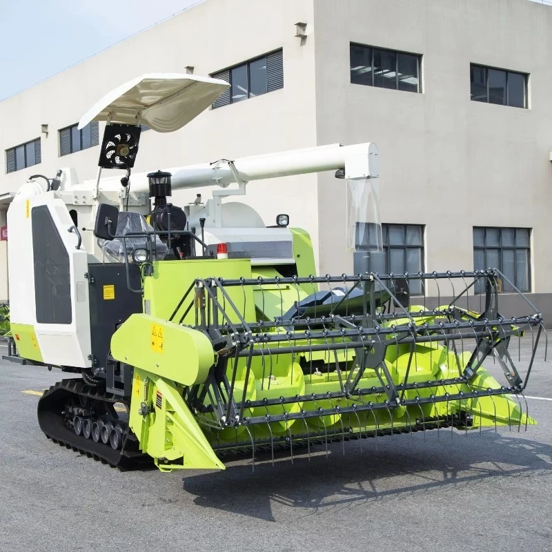 Tracked Grain Combine Harvester Anti-Slip Control Levers Maintain Stable Operation On Bumpy Unpaved Farm Access Roads