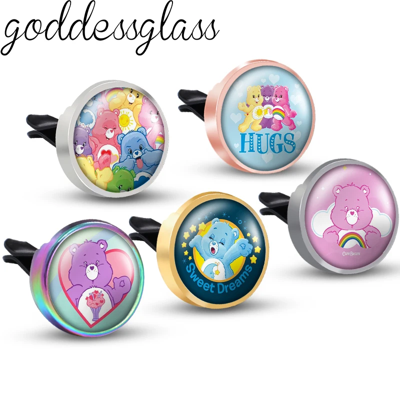 Cuidado de los osos, buena suerte, maldita, compartir fotos, aromaterapia, decoración de coche, Clip, accesorios para medallón de Perfume, llavero de regalo con aroma de aceite