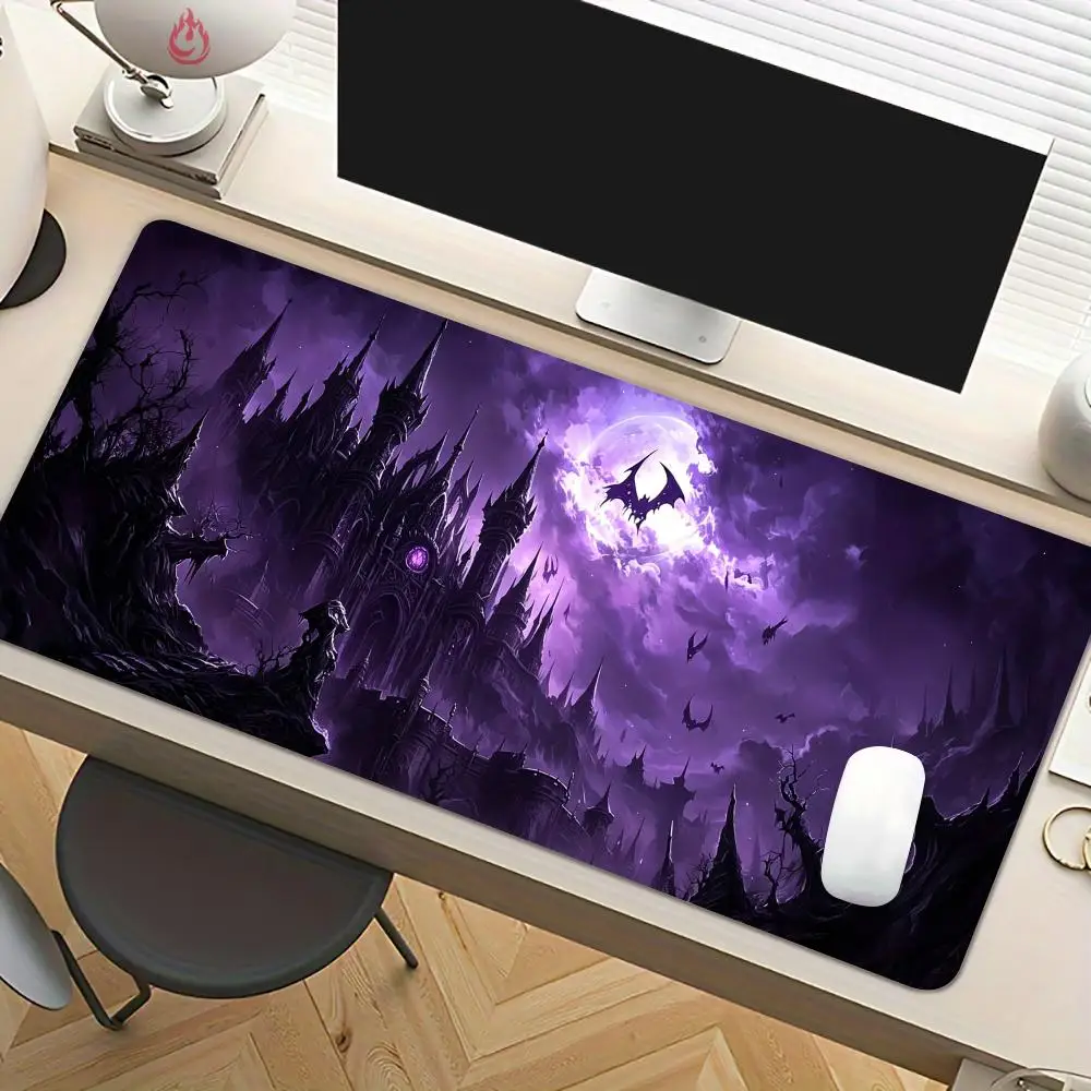 Mysterious Demon Castle Mouse Pad Desk Mat Large Computer Office Carpet XXL Mousepad Gamer Gaming PC Accessories Keyboard Rug