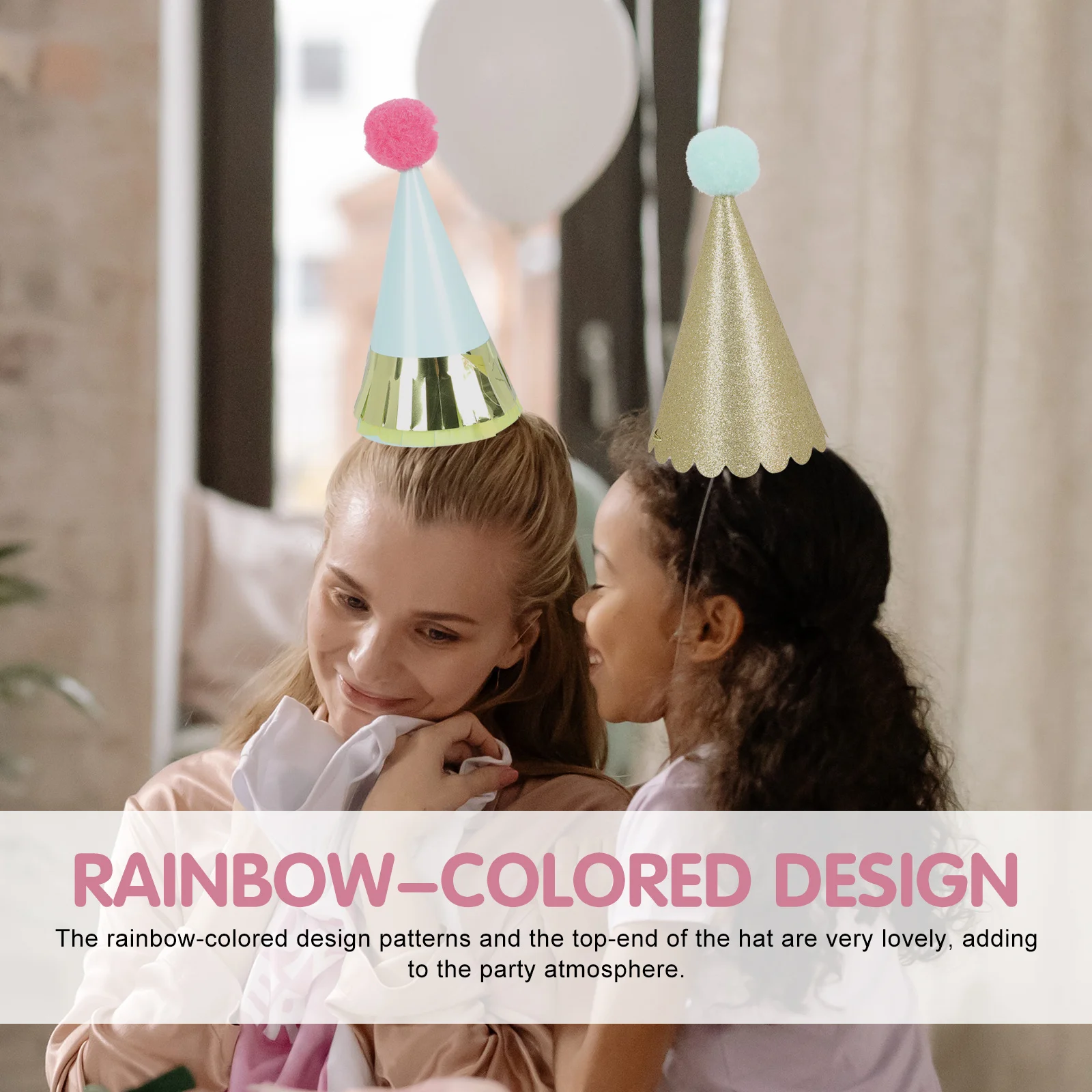 

3Pcs Little Party Hats Bright Birthday Decorative Paper Hat Props for Birthday Party Supplies New Year Celebration