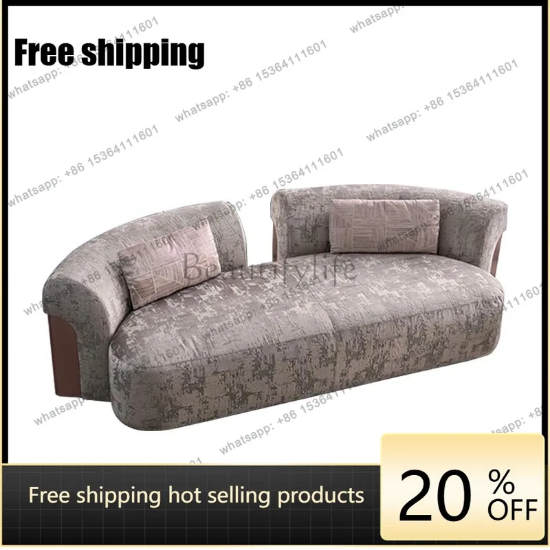LJYItalian light luxury fabric sofa living room home villa relief printing designer combination frame L-shaped sofa